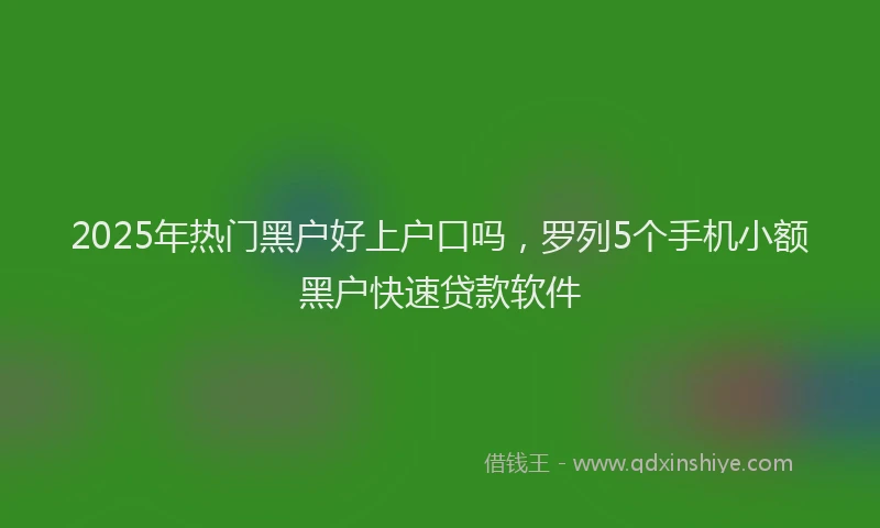 2025年热门黑户好上户口吗，罗列5个手机小额黑户快速贷款软件