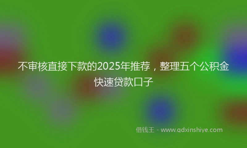 不审核直接下款的2025年推荐，整理五个公积金快速贷款口子