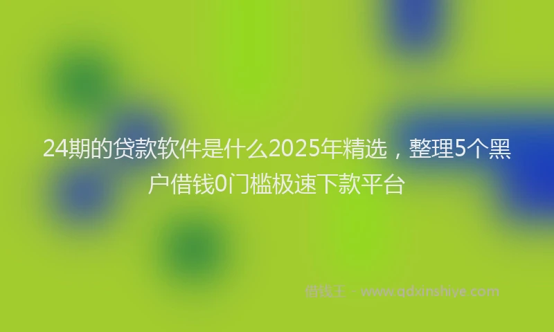 24期的贷款软件是什么2025年精选，整理5个黑户借钱0门槛极速下款平台