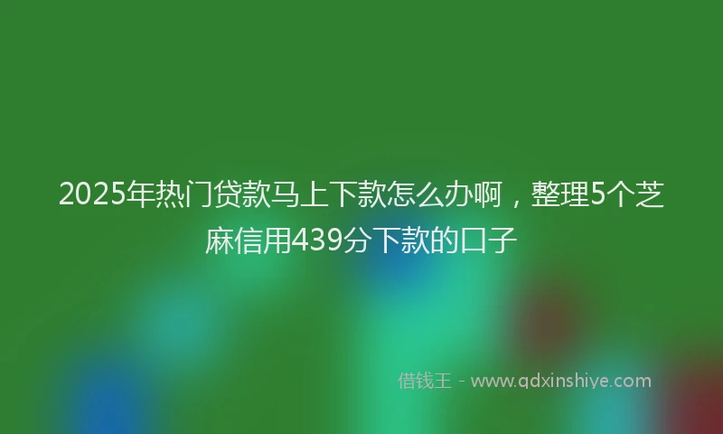 2025年热门贷款马上下款怎么办啊，整理5个芝麻信用439分下款的口子