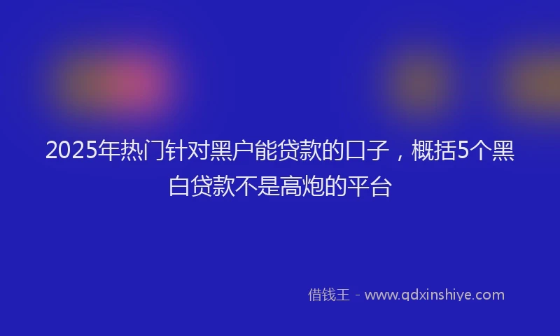 2025年热门针对黑户能贷款的口子，概括5个黑白贷款不是高炮的平台
