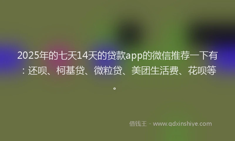 2025年的七天14天的贷款app的微信推荐一下有：还呗、柯基贷、微粒贷、美团生活费、花呗等。