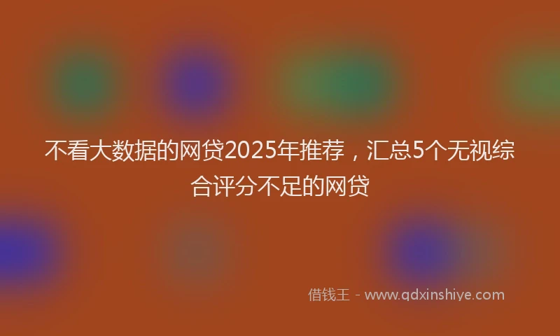 不看大数据的网贷2025年推荐，汇总5个无视综合评分不足的网贷