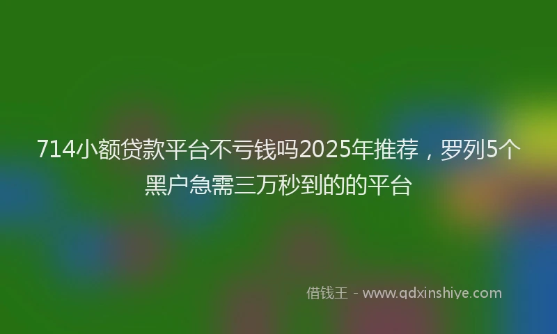 714小额贷款平台不亏钱吗2025年推荐，罗列5个黑户急需三万秒到的的平台