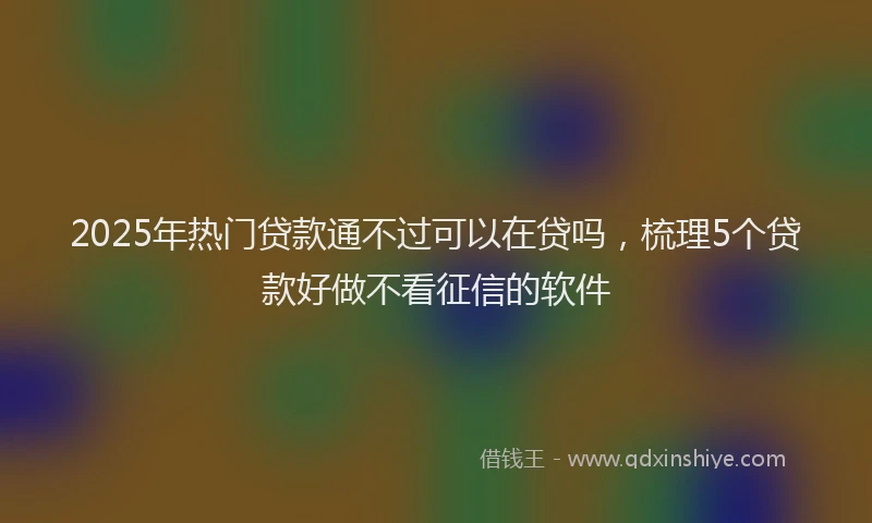 2025年热门贷款通不过可以在贷吗，梳理5个贷款好做不看征信的软件
