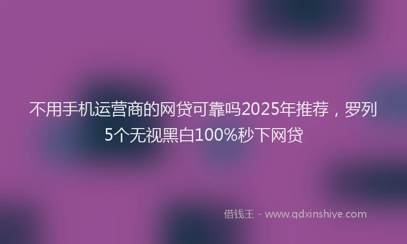 不用手机运营商的网贷可靠吗2025年推荐，罗列5个无视黑白100%秒下网贷