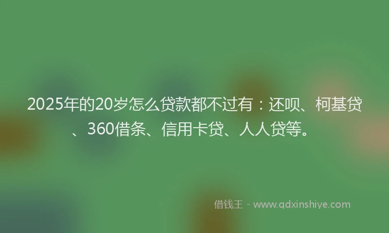 2025年的20岁怎么贷款都不过有：还呗、柯基贷、360借条、信用卡贷、人人贷等。