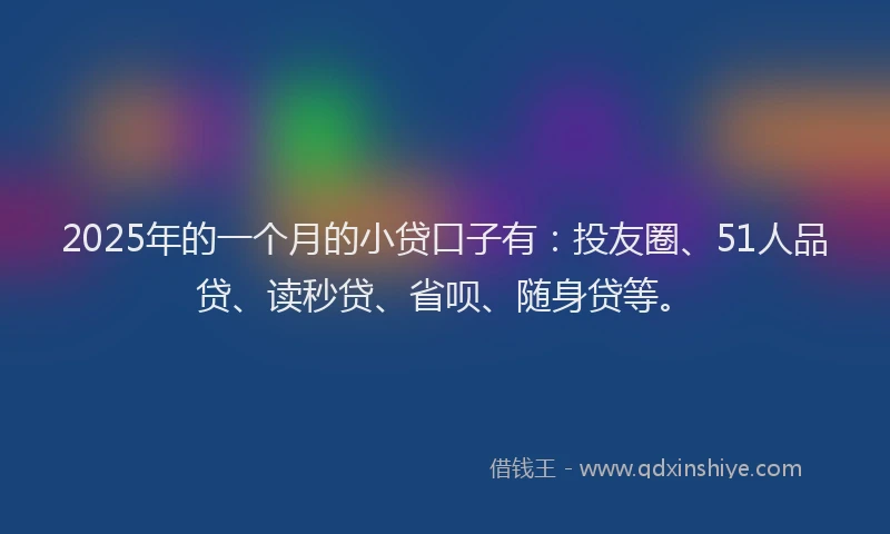2025年的一个月的小贷口子有：投友圈、51人品贷、读秒贷、省呗、随身贷等。