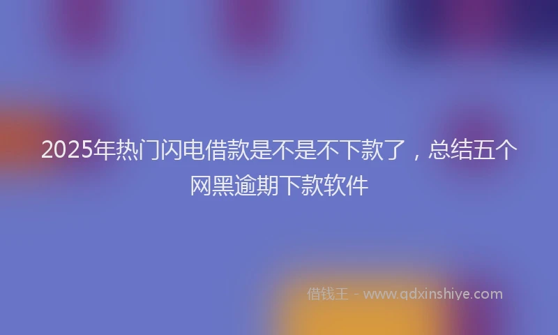 2025年热门闪电借款是不是不下款了，总结五个网黑逾期下款软件