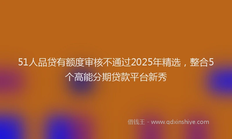 51人品贷有额度审核不通过2025年精选，整合5个高能分期贷款平台新秀