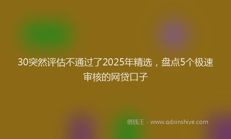 30突然评估不通过了2025年精选，盘点5个极速审核的网贷口子