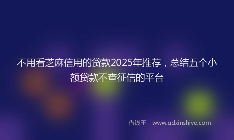 不用看芝麻信用的贷款2025年推荐，总结五个小额贷款不查征信的平台
