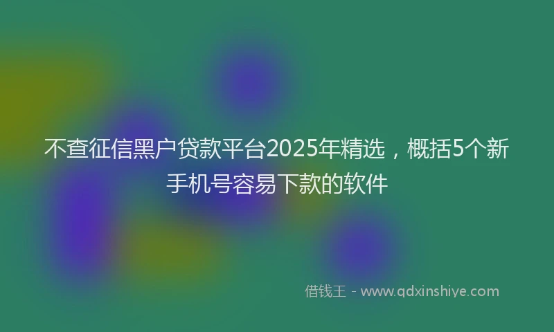 不查征信黑户贷款平台2025年精选，概括5个新手机号容易下款的软件
