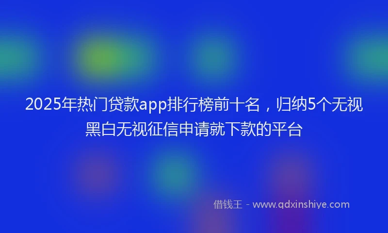 2025年热门贷款app排行榜前十名，归纳5个无视黑白无视征信申请就下款的平台