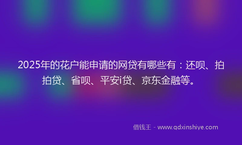 2025年的花户能申请的网贷有哪些有：还呗、拍拍贷、省呗、平安i贷、京东金融等。