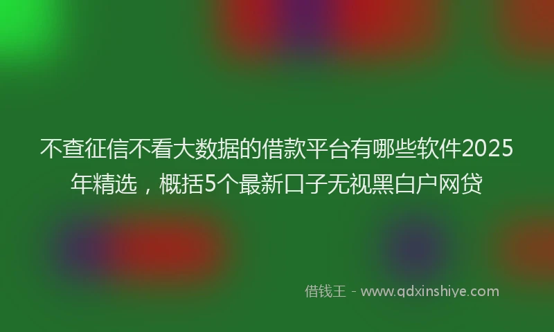 不查征信不看大数据的借款平台有哪些软件2025年精选，概括5个最新口子无视黑白户网贷