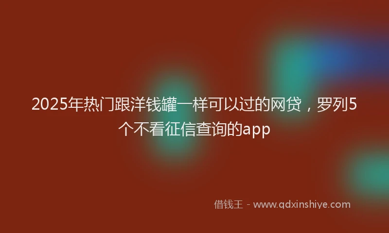 2025年热门跟洋钱罐一样可以过的网贷，罗列5个不看征信查询的app