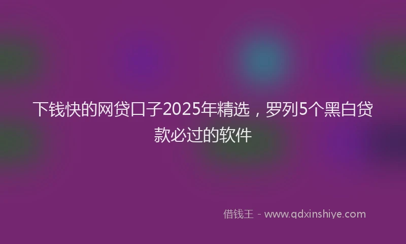 下钱快的网贷口子2025年精选，罗列5个黑白贷款必过的软件