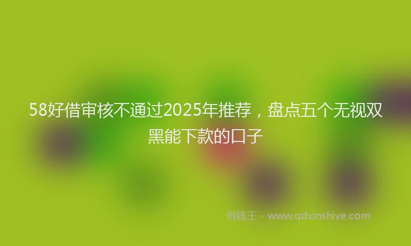 58好借审核不通过2025年推荐，盘点五个无视双黑能下款的口子
