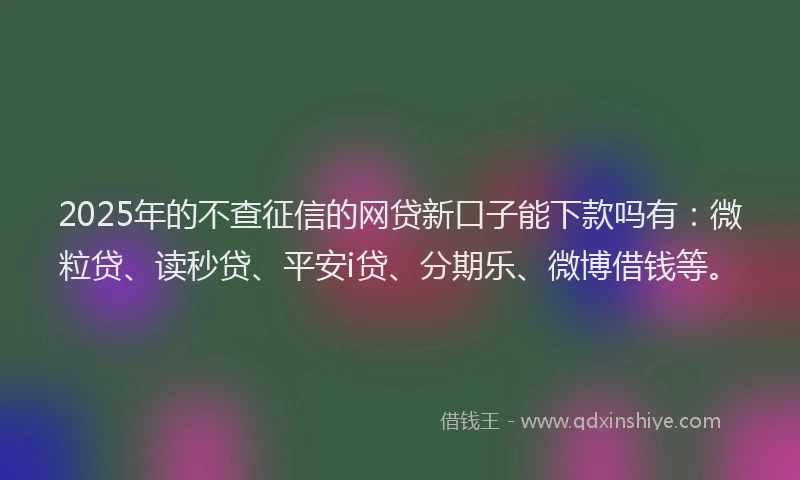 2025年的不查征信的网贷新口子能下款吗有：微粒贷、读秒贷、平安i贷、分期乐、微博借钱等。