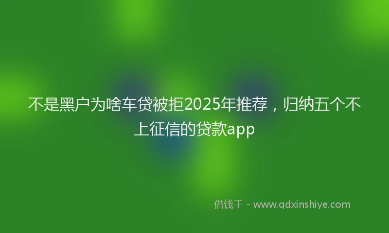 不是黑户为啥车贷被拒2025年推荐，归纳五个不上征信的贷款app