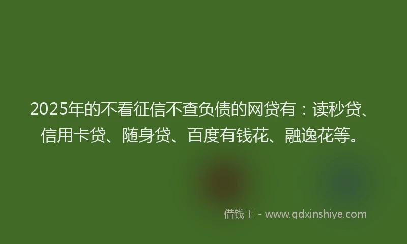 2025年的不看征信不查负债的网贷有：读秒贷、信用卡贷、随身贷、百度有钱花、融逸花等。