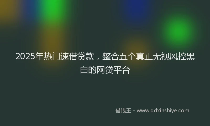 2025年热门速借贷款，整合五个真正无视风控黑白的网贷平台