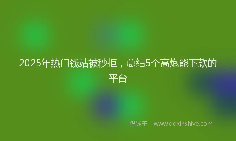 2025年热门钱站被秒拒，总结5个高炮能下款的平台