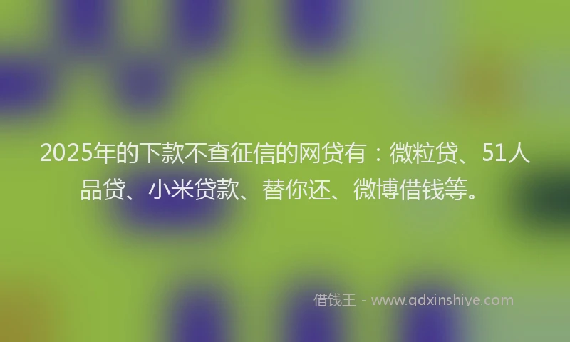 2025年的下款不查征信的网贷有：微粒贷、51人品贷、小米贷款、替你还、微博借钱等。