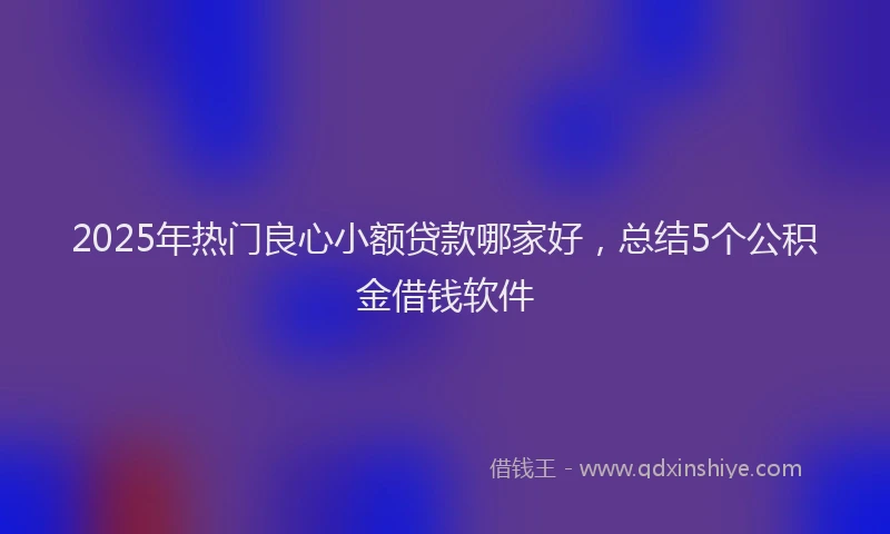 2025年热门良心小额贷款哪家好，总结5个公积金借钱软件