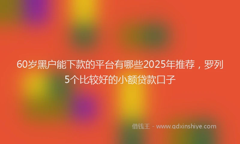 60岁黑户能下款的平台有哪些2025年推荐，罗列5个比较好的小额贷款口子