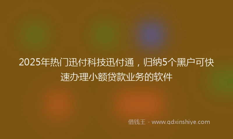 2025年热门迅付科技迅付通，归纳5个黑户可快速办理小额贷款业务的软件