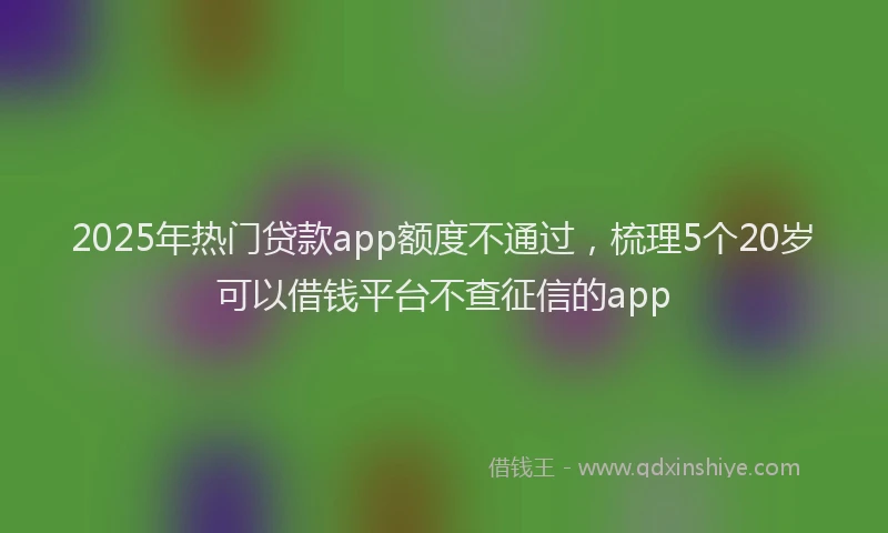 2025年热门贷款app额度不通过，梳理5个20岁可以借钱平台不查征信的app