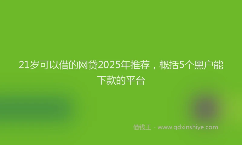 21岁可以借的网贷2025年推荐，概括5个黑户能下款的平台