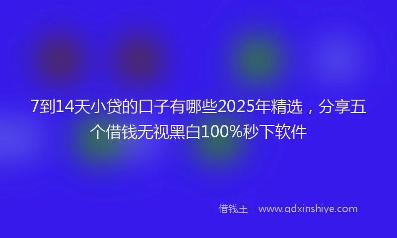 7到14天小贷的口子有哪些2025年精选，分享五个借钱无视黑白100%秒下软件