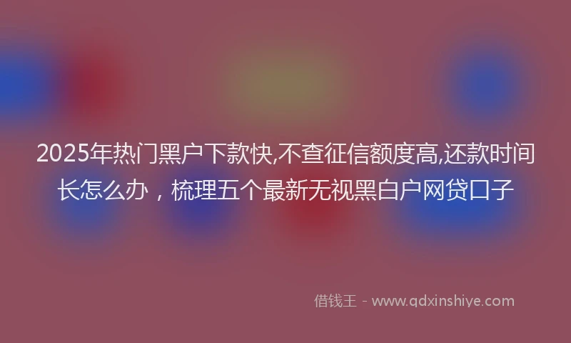 2025年热门黑户下款快,不查征信额度高,还款时间长怎么办，梳理五个最新无视黑白户网贷口子