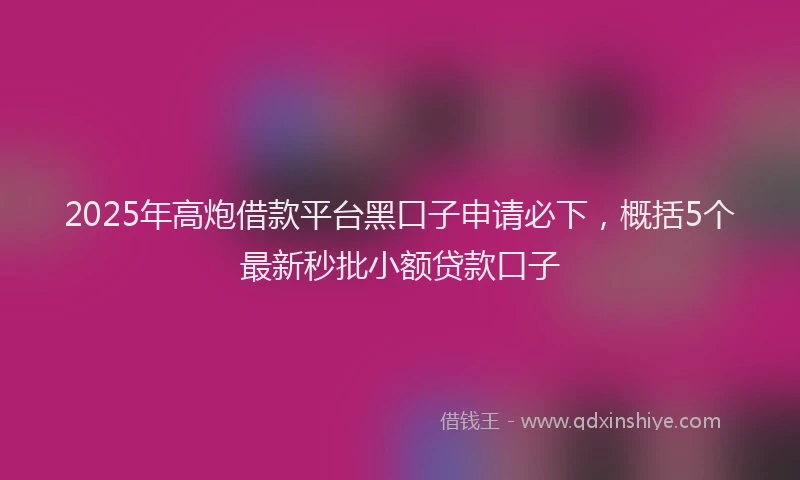 2025年高炮借款平台黑口子申请必下，概括5个最新秒批小额贷款口子