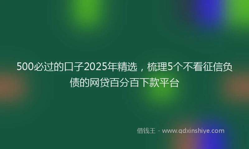 500必过的口子2025年精选，梳理5个不看征信负债的网贷百分百下款平台