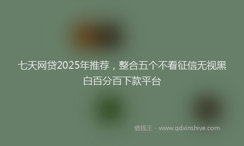七天网贷2025年推荐，整合五个不看征信无视黑白百分百下款平台