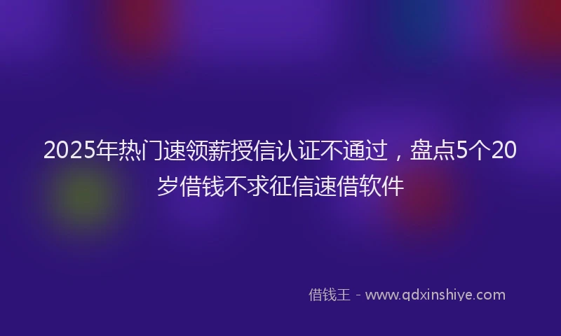 2025年热门速领薪授信认证不通过，盘点5个20岁借钱不求征信速借软件