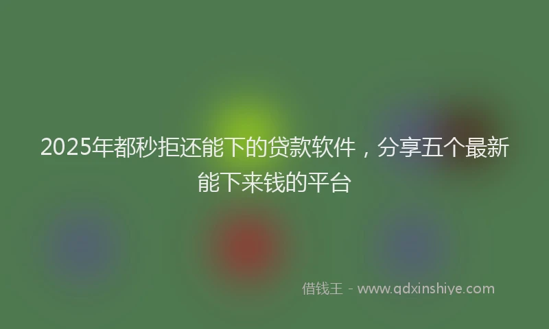 2025年都秒拒还能下的贷款软件，分享五个最新能下来钱的平台