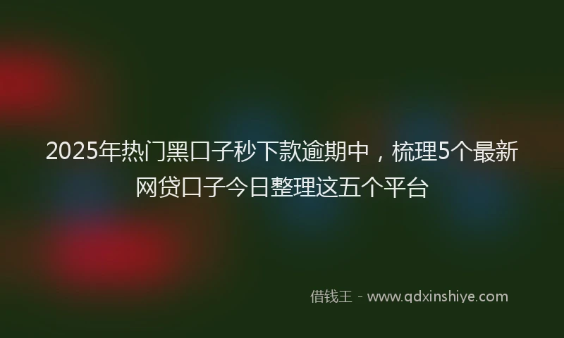 2025年热门黑口子秒下款逾期中，梳理5个最新网贷口子今日整理这五个平台