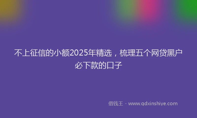不上征信的小额2025年精选，梳理五个网贷黑户必下款的口子