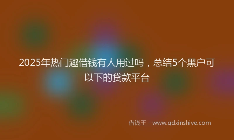 2025年热门趣借钱有人用过吗，总结5个黑户可以下的贷款平台