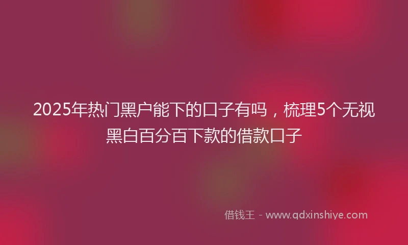 2025年热门黑户能下的口子有吗，梳理5个无视黑白百分百下款的借款口子