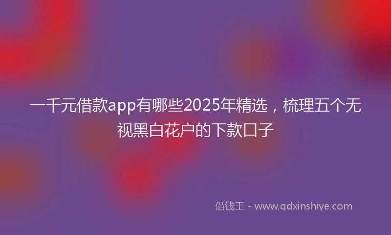 一千元借款app有哪些2025年精选，梳理五个无视黑白花户的下款口子