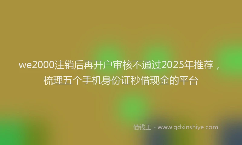 we2000注销后再开户审核不通过2025年推荐，梳理五个手机身份证秒借现金的平台