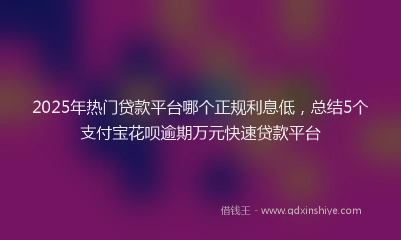 2025年热门贷款平台哪个正规利息低，总结5个支付宝花呗逾期万元快速贷款平台