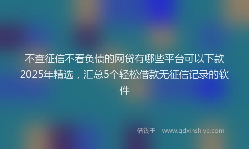 不查征信不看负债的网贷有哪些平台可以下款2025年精选，汇总5个轻松借款无征信记录的软件