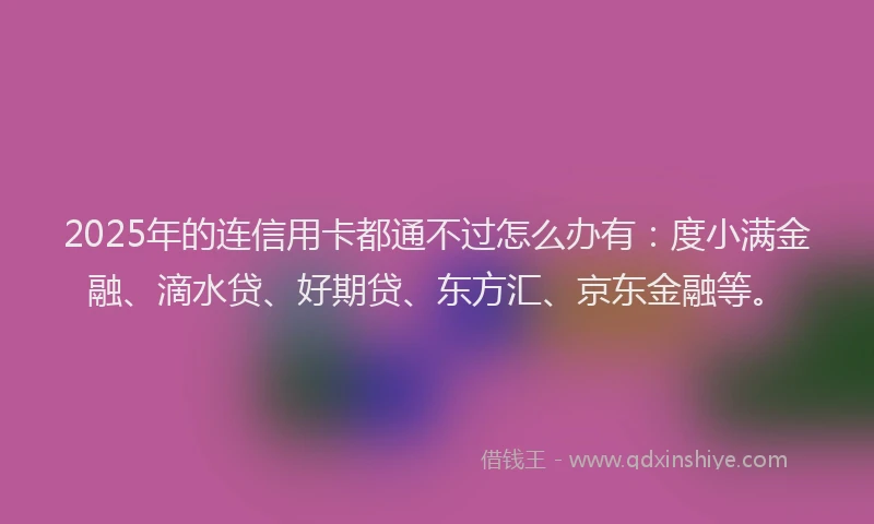 2025年的连信用卡都通不过怎么办有：度小满金融、滴水贷、好期贷、东方汇、京东金融等。